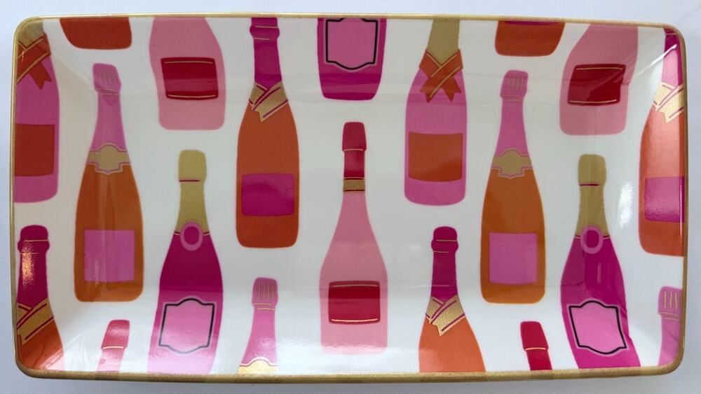 Ashland Champagne Bottles Serving Plate Tray Holiday Cheers 11.5 x 6 Plastic